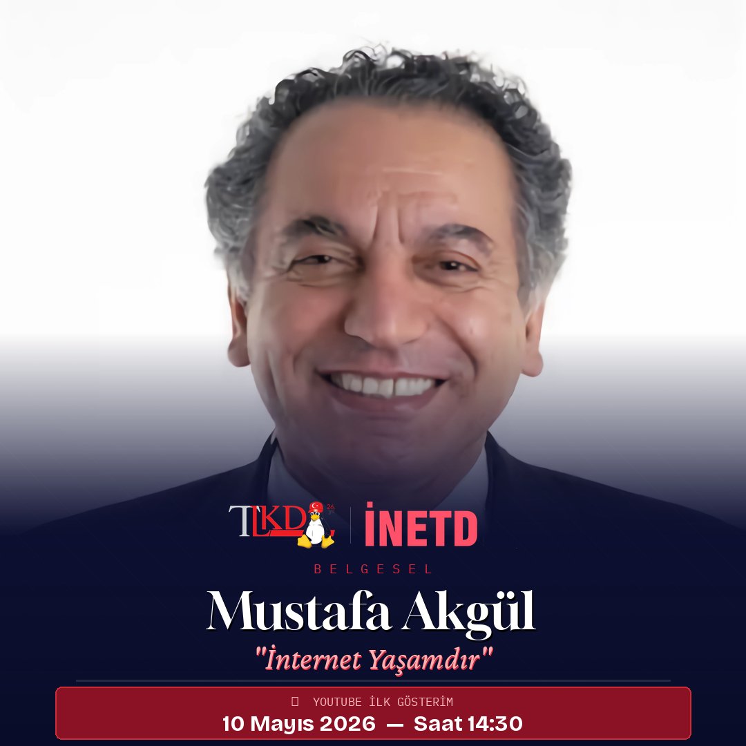 OzgurYazKampi's tweet photo. Türkiye’de internetin yaygınlaşması için yaşamını adayan, “İnternet Yaşamdır” sözüyle belleklere kazınan Doç. Dr. Mustafa Akgül’ün yaşamı, mücadelesi ve bıraktığı dijital miras bu belgesel ile yeniden hayata geçiriliyor. Belgeselin ilk gösterim 10 Mayıs 2026 saat 14:30'da https://t.co/u3rUW2hwAm