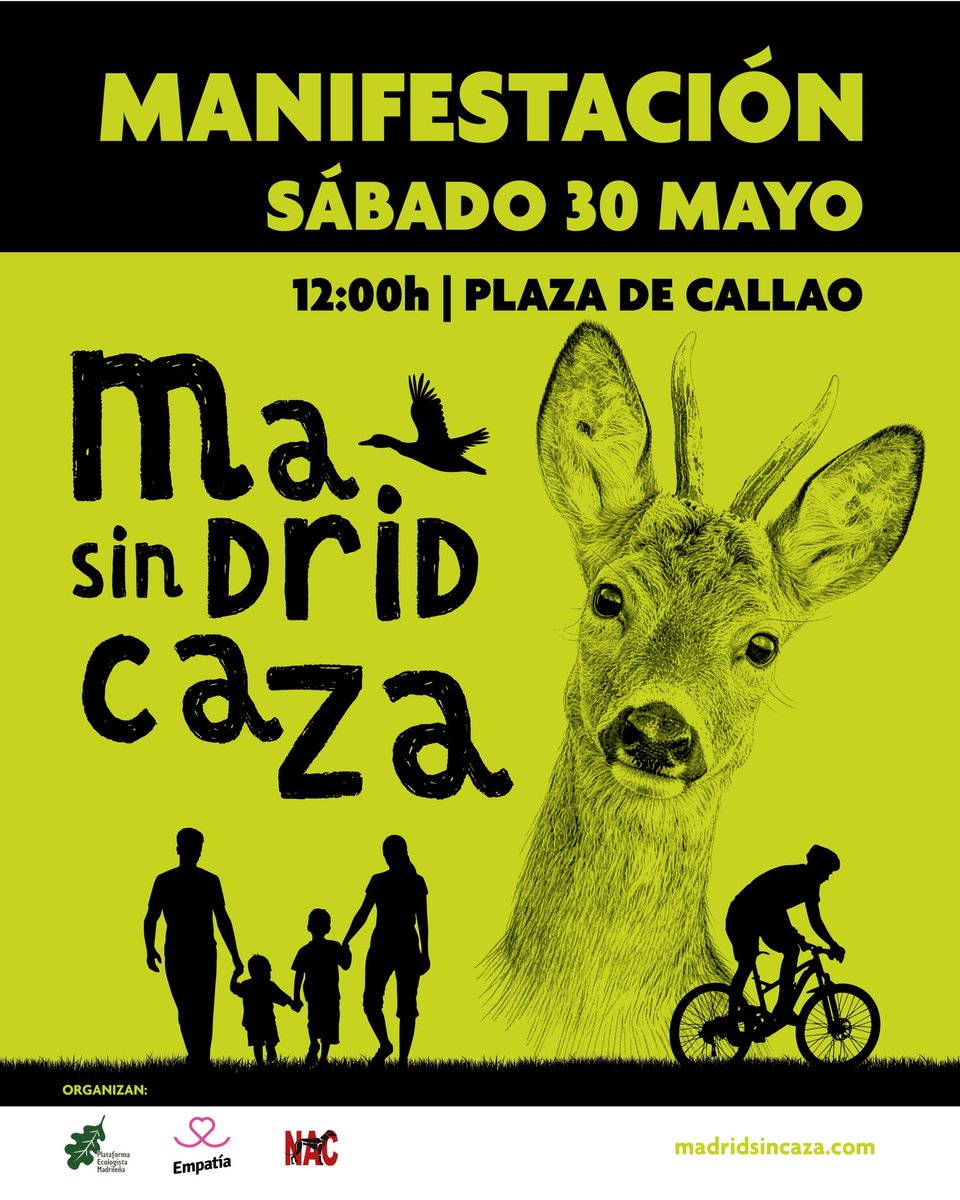 🔴MADRID ‼️NO A LA NUEVA LEY DE CAZA 

La Comunidad de Madrid quiere aprobar una ley que amplía la caza y reduce la protección animal.

#MADRIDSINCAZA
➡️ madrisincaza.com