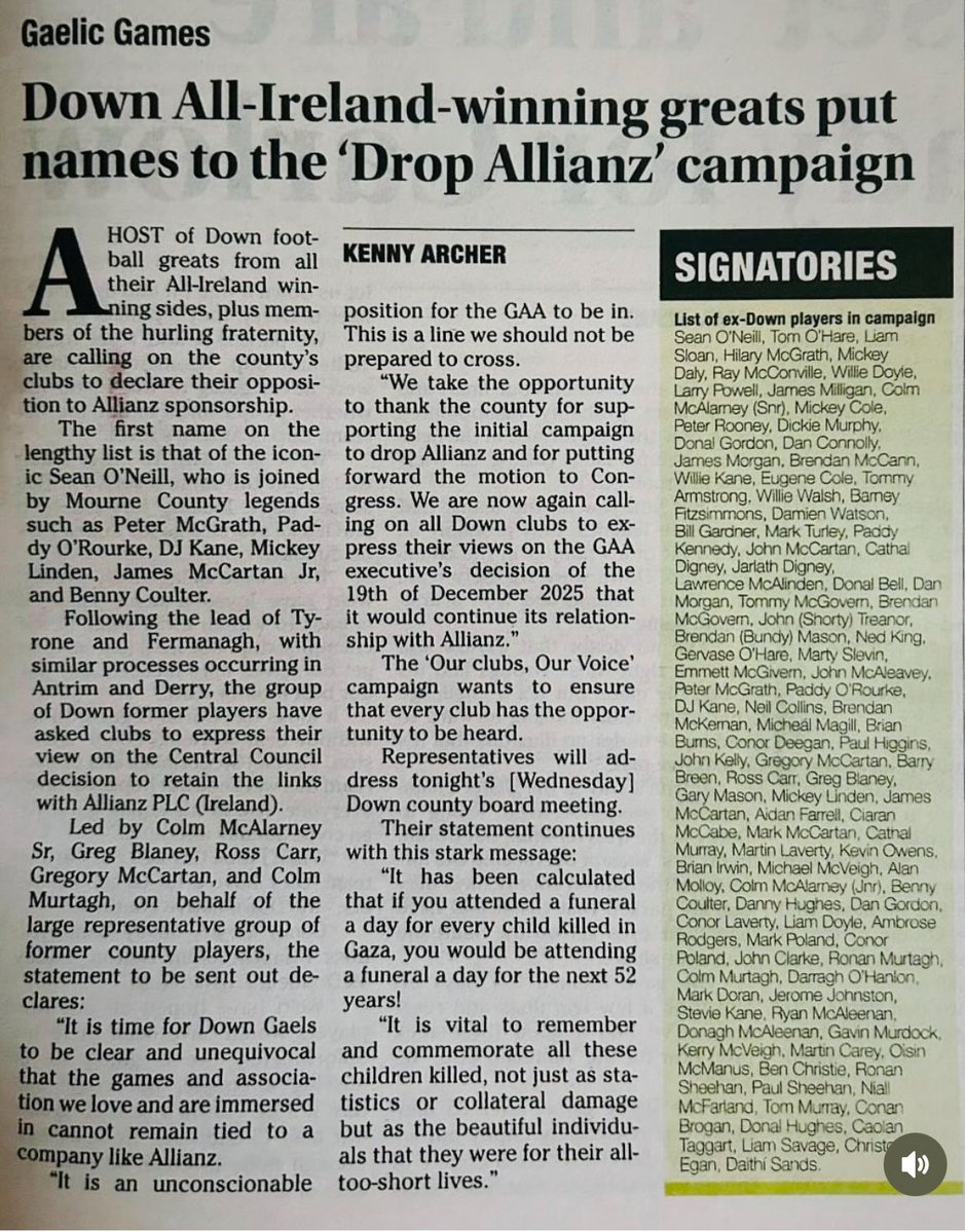 Fair play to both <a href="/ConorLav14/">Conor Laverty</a> &amp; <a href="/newryhurler1/">Ronan Sheehan</a> for signing this. It’s one thing former players signing but current county managers is a huge statement. 2 men who all Down people should be incredibly proud are over our teams and both making great progress. AnDúnAbú ❤️🖤
