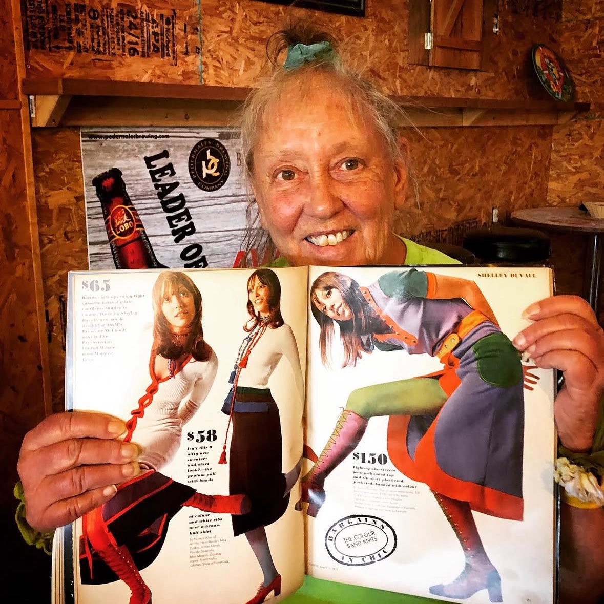 Shelley Duvall holding her iconic March 1971 Vogue Magazine spread in 2021 💛