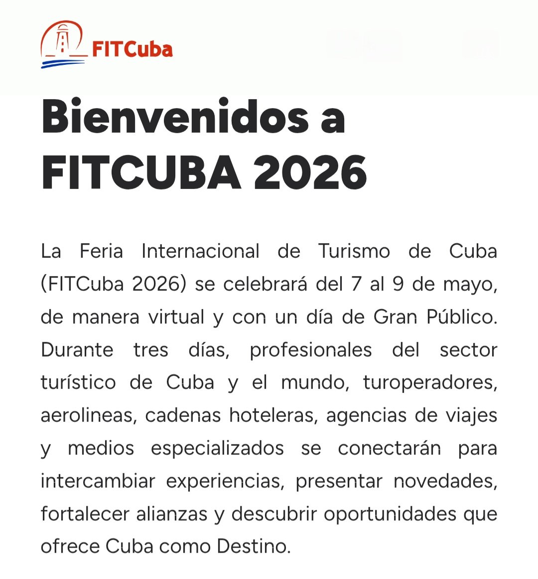 JuannCarlosGG's tweet photo. Muy buenos días desde Cuba. 
Inicia #FITCuba2026. Desde hoy hasta el 9 de mayo estaremos mostrando al mundo lo mejor del turismo cubano. 
#CubaÚnica 🇨🇺 https://t.co/YFAoaIgsgN