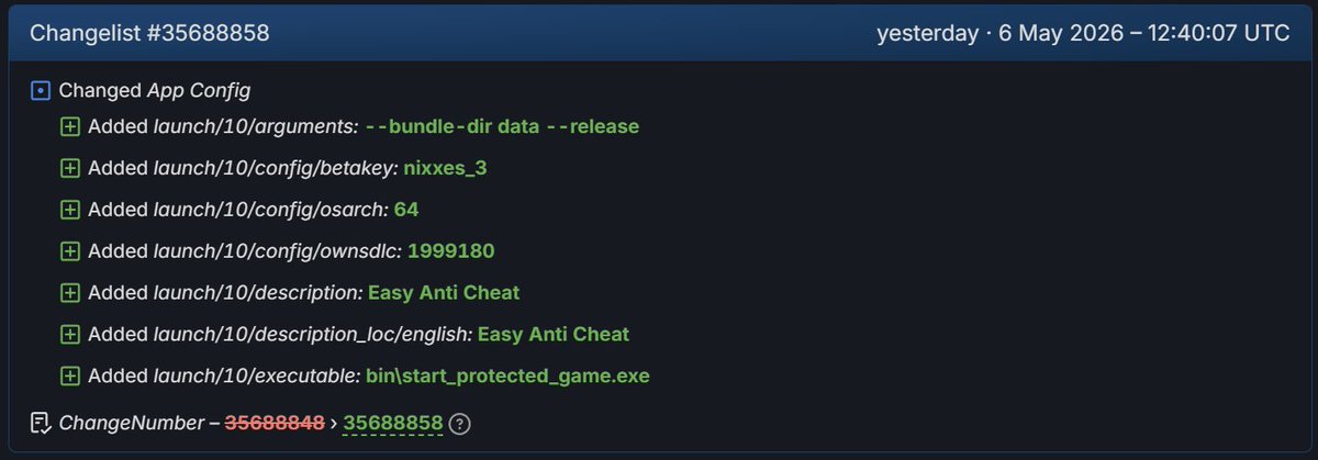 ThiccFilA_'s tweet photo. A steam depot was added to Helldivers 2. It looks like they are switching from Gameguard -> Easy Anti Cheat. Looks like Nixxes is being contracted again to do the switch. https://t.co/uq4F6gruYC