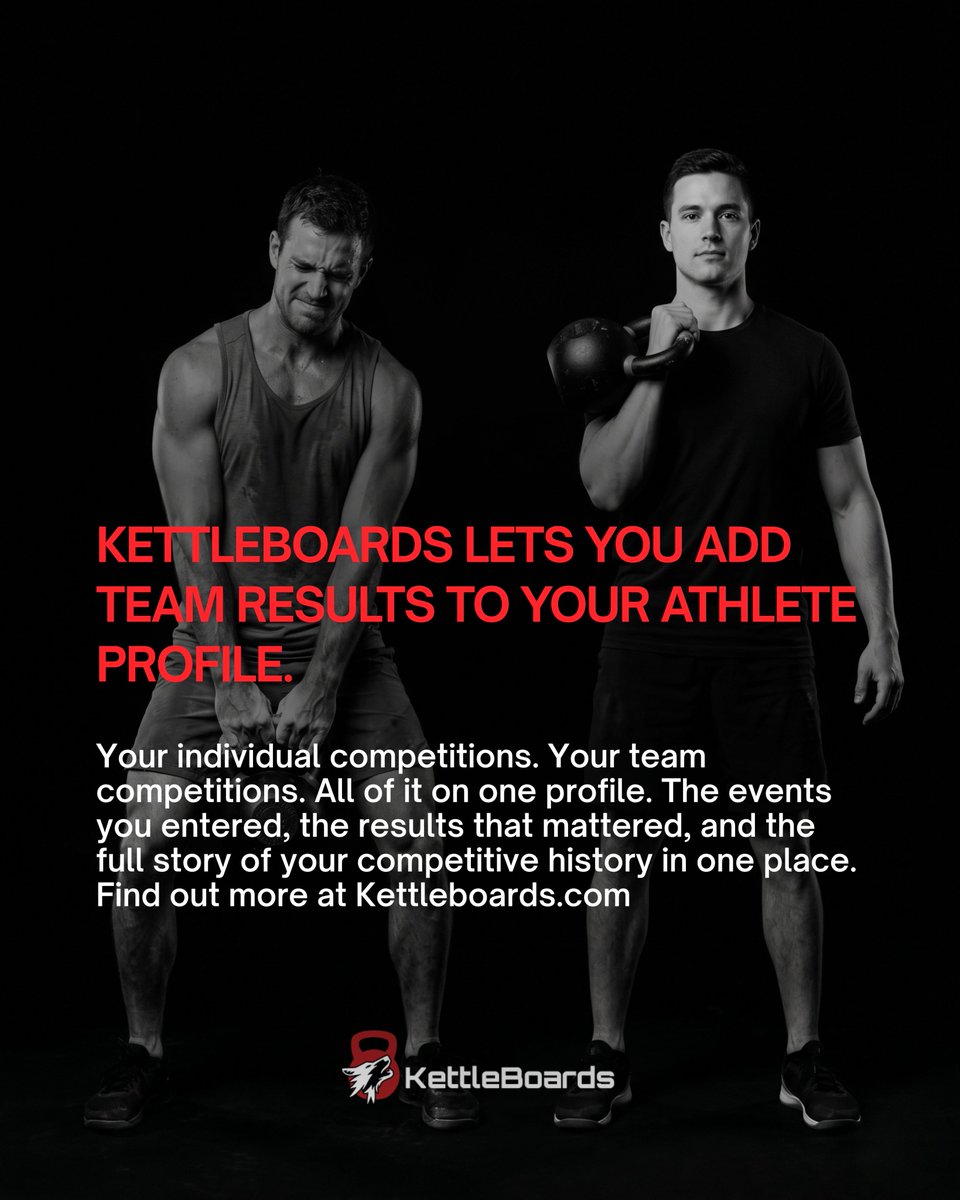 KettleBoards's tweet photo. You trained as a team. You competed as a team. So where is that result on your athlete profile? KettleBoards lets you add it.

Check out how it works on https://t.co/RRyG2Z2BL6

#kettleboards #fitnessgoals #fitnessmotivation #fitnessfirst #crossfit #compday
#functionalfitness https://t.co/5gXrXzG2t4