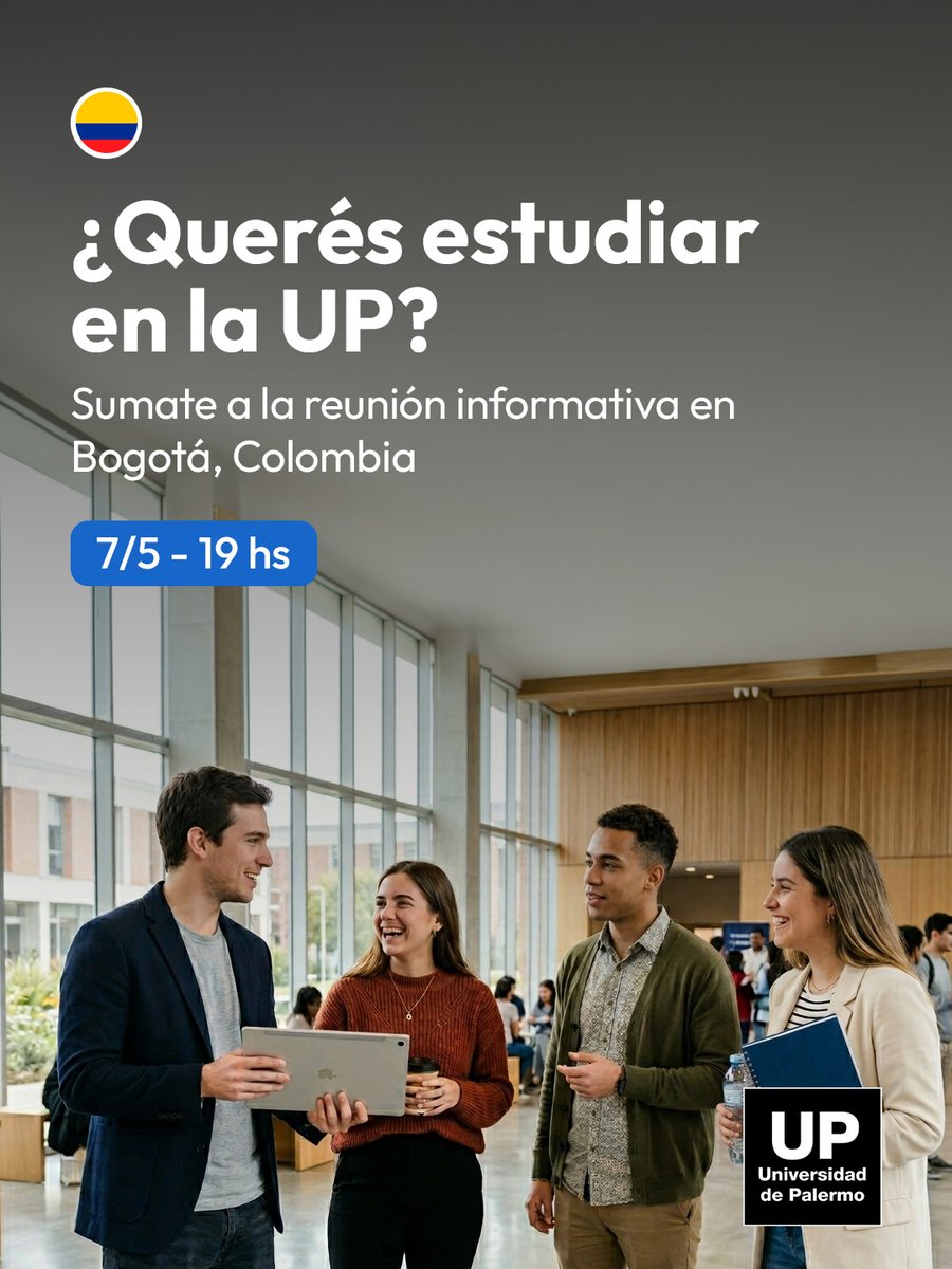¡Nos vemos hoy, Colombia! 🇨🇴
Si querés estudiar en la #UniversidaddePalermo vení a conocer todo sobre la universidad, sus carreras y la modalidad de cursada.

Inscribite gratis acá 📲 palermo.edu/latam