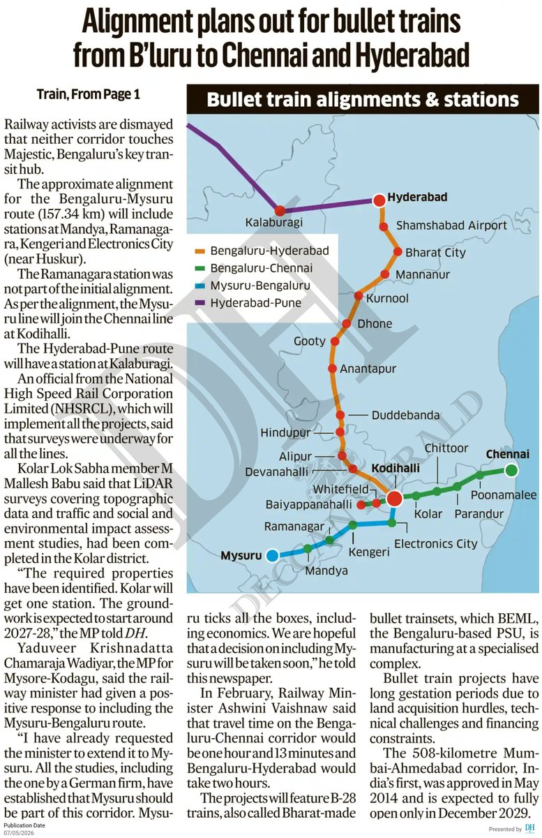 Alignment & station plans are out for #BengaluruChennai & # ...