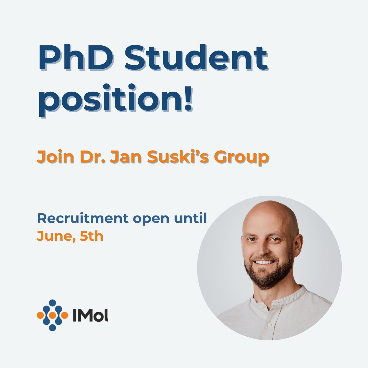 IMol_Institute's tweet photo. @IMol_Institute is looking for a motivated PhD Student to join the lab of Dr. Jan Suski within the project funded by the @NCN_PL.

More details how to apply you will find here 👉 https://t.co/C4ifnG5GI2

#NCN #IMol #LaboratoryOfCellCycleAndCancer https://t.co/pbhCOlg3HZ