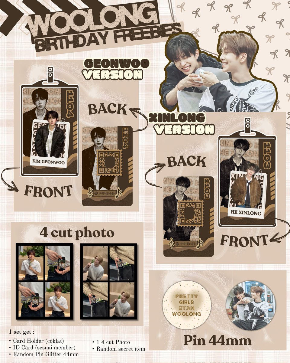 ✯FREEBIES BIRTHDAY WOOLONG &amp; SANGWON✯

‼️LIMITED STOCK‼️
• set 8k (geonwoo &amp; xinlong)—No Refund!
• set 8.503 (sangwon)—No Refund!
• claim 08 MEI | 20.00
• Link 🍊 id.shp.ee/3W1R8EDS

‼️COD harap amanah‼️
🍀Allyz Ina only🍀
good luck ✨
