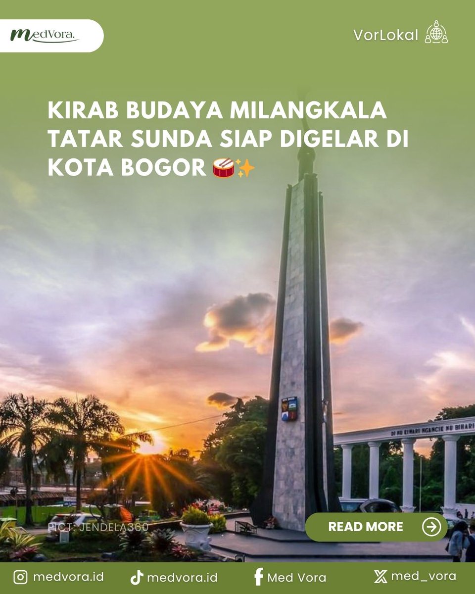 Med_Vora's tweet photo. Kirab Budaya Milangkala Tatar Sunda akan digelar pada Jumat, 8 Mei 2026 malam dan dimeriahkan oleh berbagai penampilan budaya Sunda, mulai dari kampung adat, kesenian daerah, ratusan penari, pasukan berkuda, hingga kereta kencana 👀

source: metrobogor

#MedVora #KirabBudaya https://t.co/FDJSZPH7Um