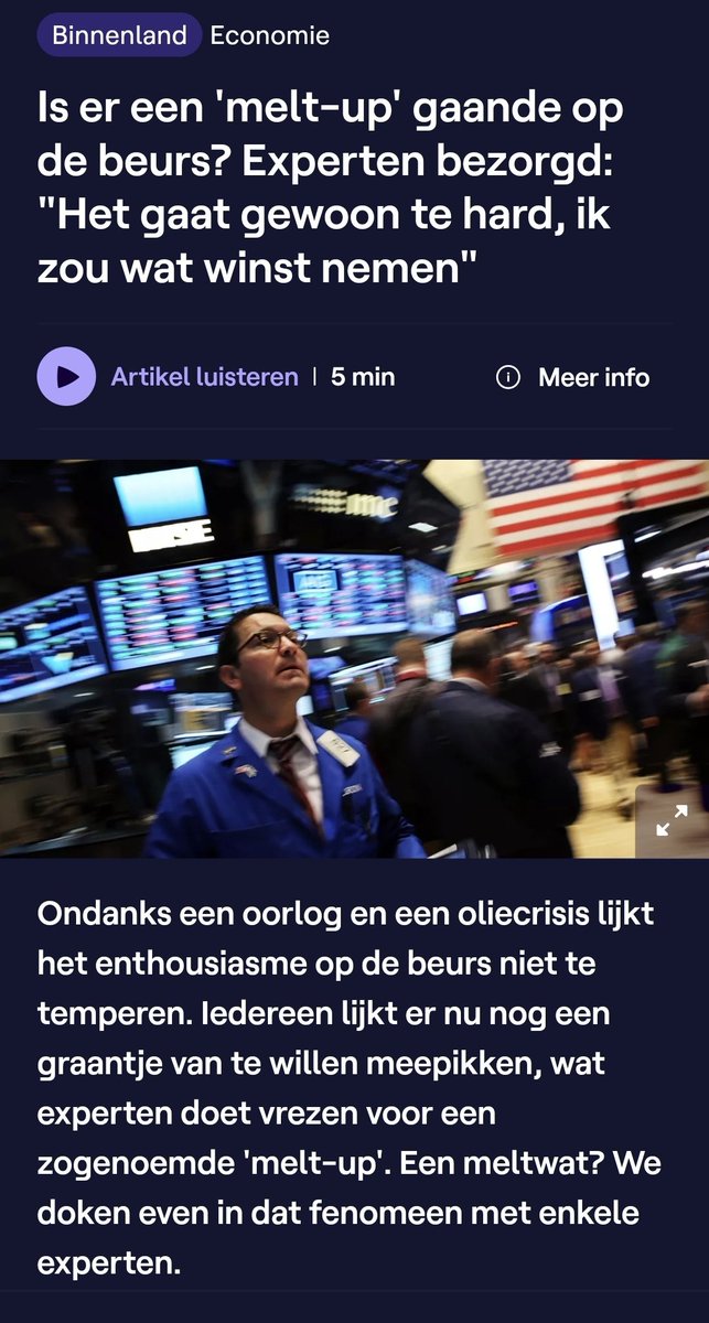 MaximVanMeenen's tweet photo. @JDB_trading Belgische media is ook mee met je lingo. Nu nog even retail laten uitstappen en FOMO van de laatste duw nog even laten ervaren? https://t.co/5GKRZgQsLb