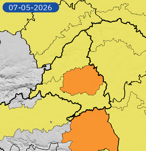 AEMET_Madrid's tweet photo. 07/05 14:54 AVISOS HOY | Comunidad de Madrid: lluvias y tormentas. Nivel máximo de aviso: naranja.
Actualizaciones en https://t.co/wtnxfrPjIy https://t.co/LZ0550jqdo