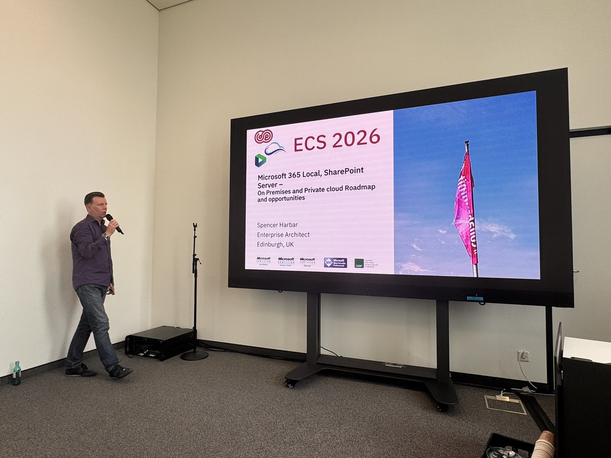 ScoutmanPt's tweet photo. Microsoft 365 Local, SharePoint
Server -
On Premises and Private cloud Roadmap and opportunities at #ECS2026 with @harbars https://t.co/6TfA80lS6T