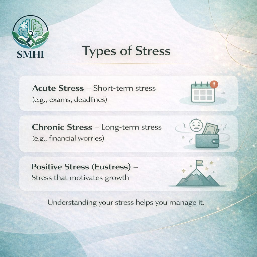 SMHInitiative's tweet photo. Not all stress is the same.
Acute, chronic &amp; positive stress all affect us differently. 

Understanding stress = better management. 💚
#StressManagement #SMHI #MentalWellbeing #MentalHealthWeek
#MentalHealthAwarenessMonth https://t.co/rv9rE8javJ