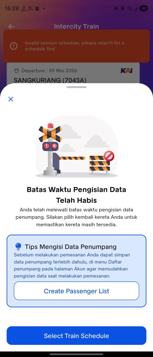 depraz's tweet photo. @KAI121 tolong dong fix bug app nya, saya ga bisa pesan dan selalu kena warn seperti ini. Padahal baru buka https://t.co/NlE5StyrmP