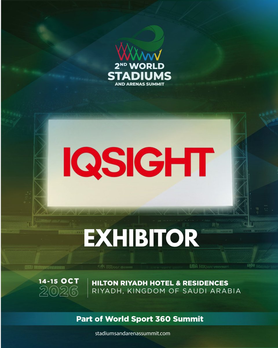 IQSIGHT exhibits at the #WSAS2026, showcasing AI-powered video analytics that enhance security, crowd management, &amp; operational intelligence across modern stadiums &amp; arenas. 

📅 14th-15th Oct 2026|📍 Riyadh
🔗 stadiumsandarenassummit.com 

#AIAnalytics