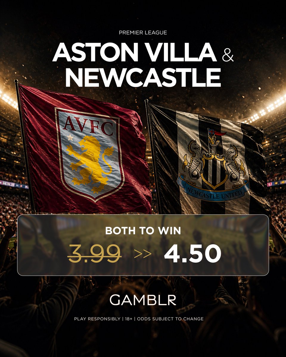 Gamblr_io's tweet photo. Back The Gamblr Sunday Double! 🚀

✅ Aston Villa to beat Burnley 
✅ Newcastle to beat Nottingham Forest 

Is the boost going to cash today? 💰 https://t.co/dKOO5J1l3b