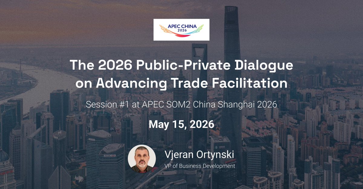 CargoXio's tweet photo. Public and private sector collaboration is vital to the digitalisation of trade. CargoX’s Vjeran Ortynski will be part of a panel at APEC SOM2 China Shanghai 2026 looking at the role of digital trade corridors in digital technology, port infrastructure and the digitalisation. https://t.co/Zf5D4vxSkx