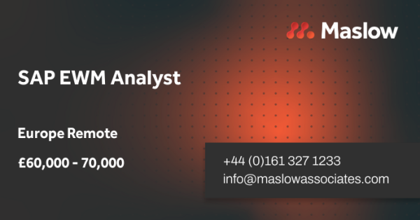 MaslowTweets's tweet photo. Apply now! SAP EWM Analyst, £60,000 - 70,000 - #EuropeRemote. https://t.co/0W5wFDnewA https://t.co/zpPUHxfrIJ