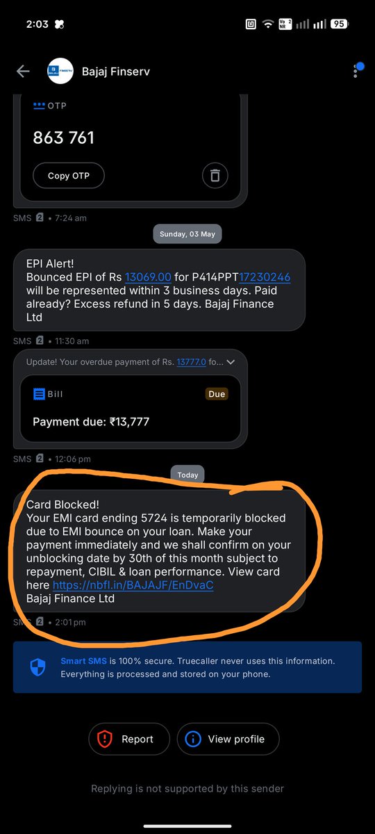 A75278's tweet photo. @Bajaj_Finserv who the fuck cares? There was money in my account and the payment was made. Please F off with your card. I don't need it. https://t.co/eDdquTb1u5