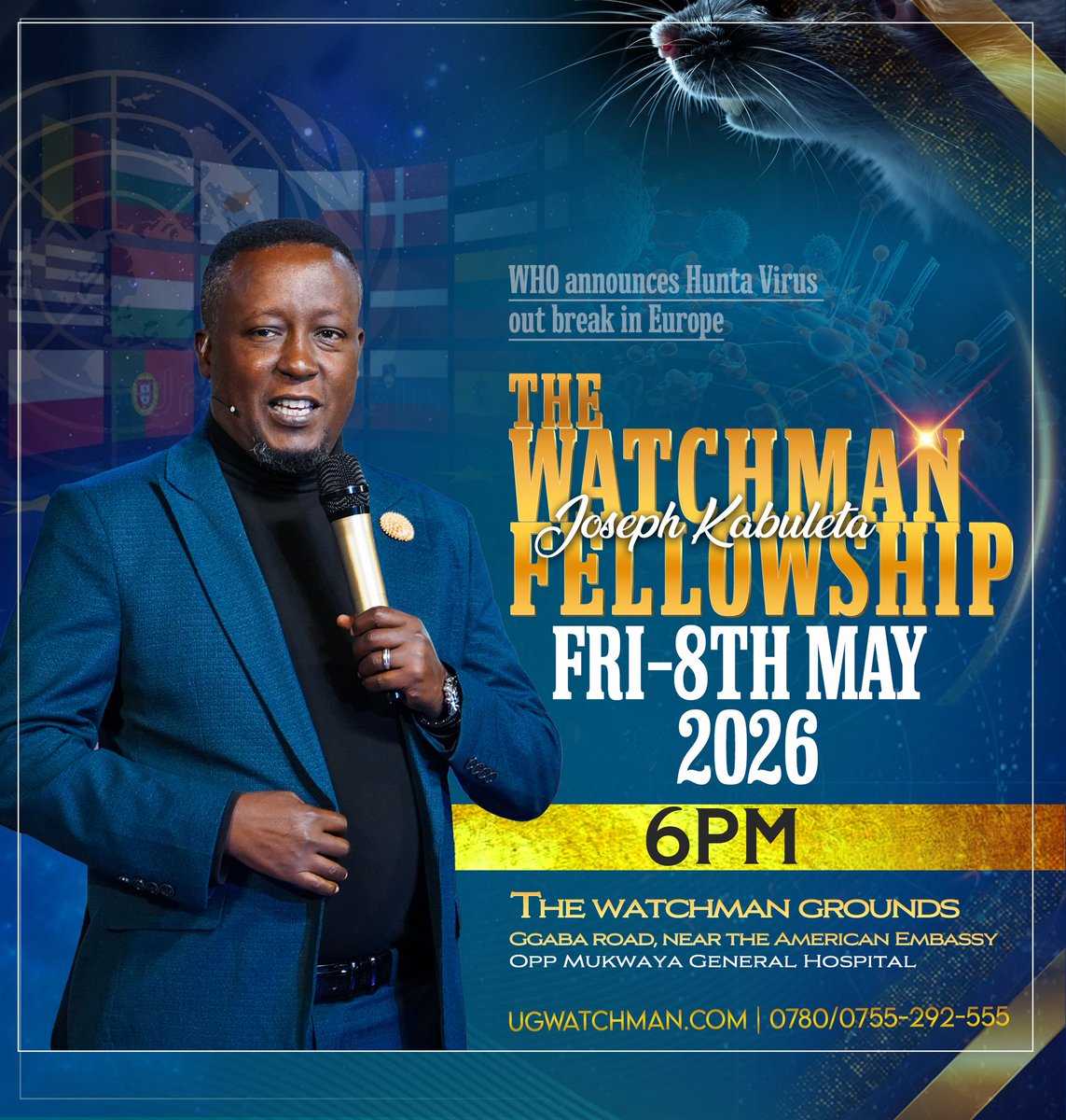 ugwatchman's tweet photo. Luke 21:11 (NKJV)                           
And there will be great earthquakes in various places, and famines and pestilences; and there will be fearful sights and great signs from heaven.

Do not miss the Watchman Fellowship this Friday, 8th May 2026, at the Watchman Grounds, along Ggaba Road, near the American Embassy, opposite Mukwaya General Hospital starting at 6pm.
                                                                                                                                                                          The King Is Coming!
 
0780292555 or 0755292555
https://t.co/ONmtmLQ2Ik
#TheKingIsComing
#TheWatchmanFellowship