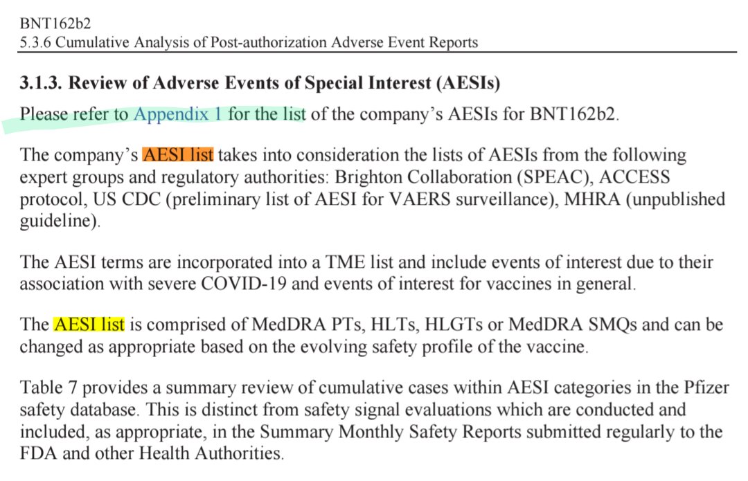 Appendix 1 of Pfizer's 