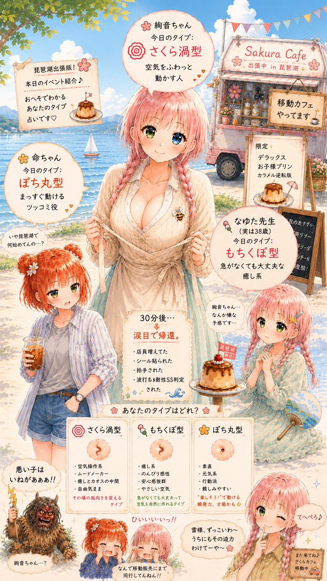 AQUAビーチタイム 琵琶湖のほとりで出張さくらカフェをやってたら