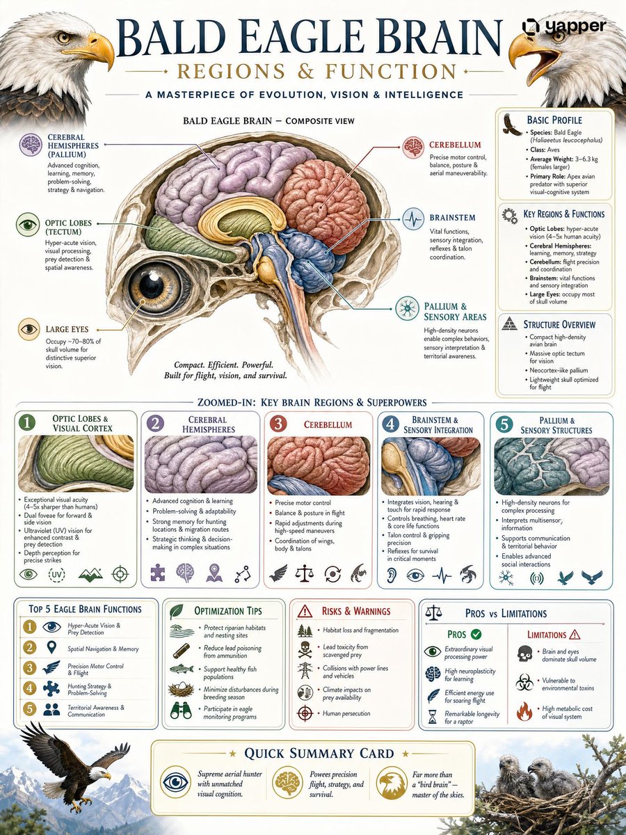 Bald Eagle Brain Regions & Function Infographic