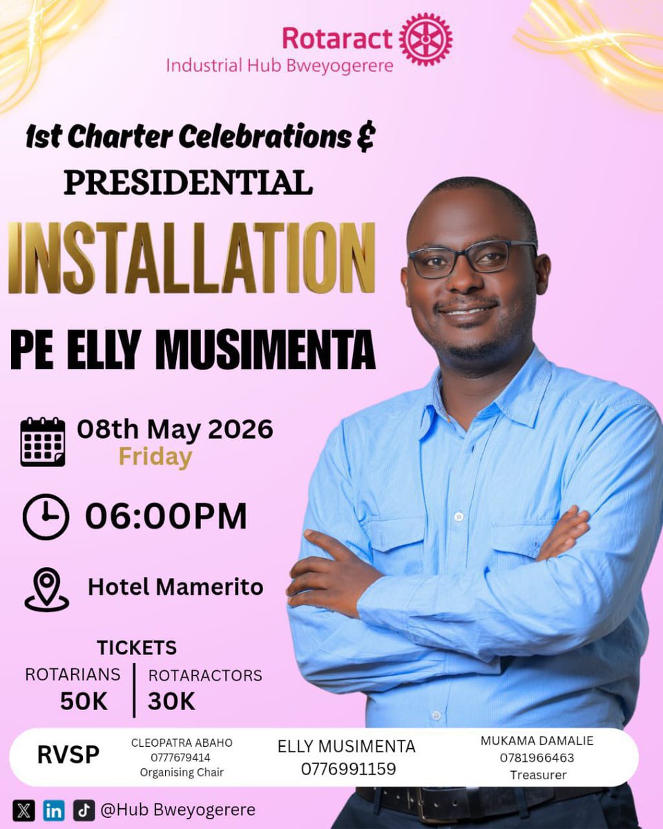 HubBweyogerere's tweet photo. Tomorrow is the day!!!!

The wait is finally over as we celebrate our 1st Charter Celebrations &amp; Presidential Installation a milestone of service, leadership, and new beginnings. 

Join us as we make history together.
#TheHubbersThursday #CharterCelebrations https://t.co/GUuFO2cfA5