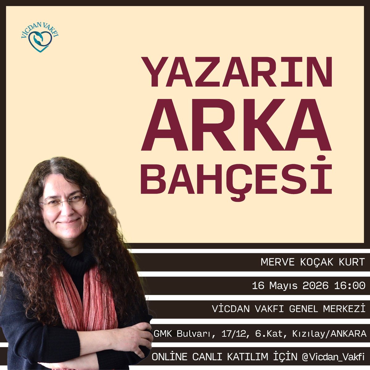 ahmetkaradag_06's tweet photo. Vicdan Vakfı Kültür Sanat Komisyonu "Yazarın Arka Bahçesi" etkinliğinde 16 Mayıs Cumartesi saat 16.00 da  yazar Merve Koçak Kurt'u konuk edeceğiz. Öykü konuşacağız bol bol. Müsait olanları bekleriz...
@vicdanvakfi 
@mervekocakkurt https://t.co/hdateBsGVH