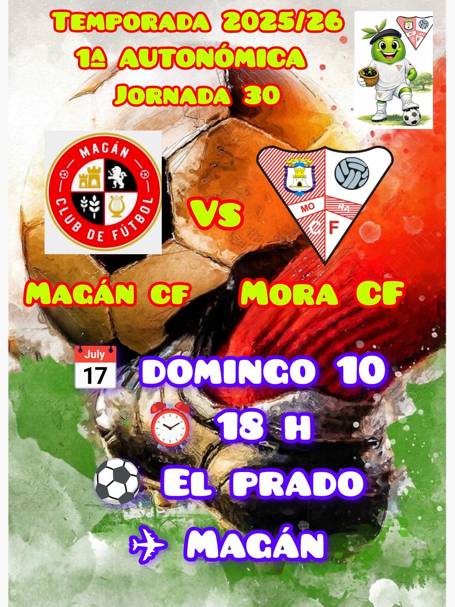 Mora_CF's tweet photo. 📢PRÓXIMO PARTIDO 📢

📌PRIMERA AUTONÓMICA 📌

⚽️ Magan CF 🆚 @Mora_CF 
📅 10/05/2026
⏰️ 18:00 h
🥅 El Prado

💪AÚPA MORA CF 💪

#MaganMora #MoraCF⚪️⚪️ https://t.co/dggF1MtqDW