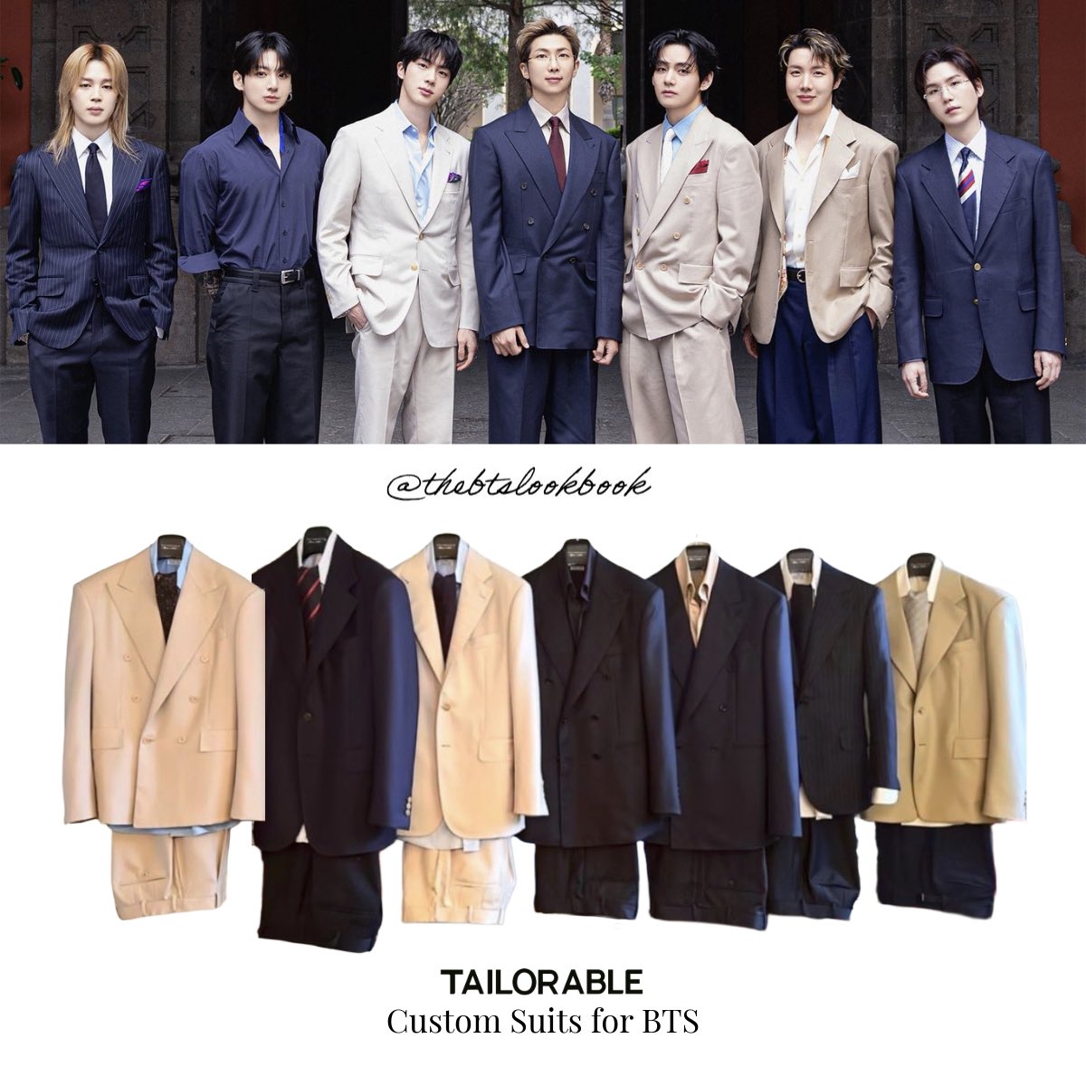 thebtslookbook's tweet photo. BTS wearing Tailorable “Custom-Made Suits”
#BTS #namjoon #jimin #jungkook #jhope #taehyung #suga #jin #ARMY #방탄소년단 #btsstyle #btsfashion #thebtslookbook #BTSMéxico #BTS_ARIRANG https://t.co/JPigMl46Fw