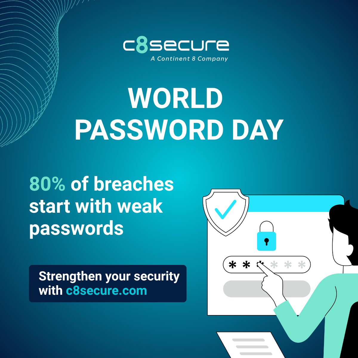 C8Secure's tweet photo. 🔐World Password Day: Over 80% of breaches stem from weak or compromised passwords. Use unique credentials, enable MFA, and regularly review and remove unnecessary access.
#WorldPasswordDay #Cybersecurity https://t.co/aZ8oI2Gk1r