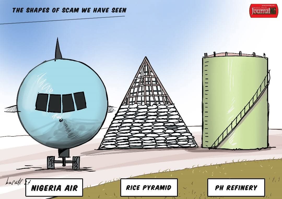TheShameArchive's tweet photo. Some of the “legacies” of Muhammadu Buhari:
Nigeria Air. Rice Pyramid. Port Harcourt Refinery.
Billions spent, promises made, nothing to show for it.
Archived 📁! Never forget! https://t.co/hY6JeUL4OJ