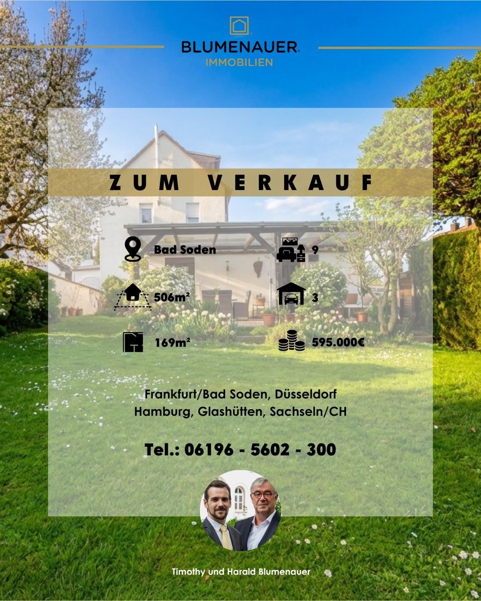 blumenauer's tweet photo. Neues Immobilienangebot in Bad Soden am Taunus! 🏡✨

Blumenauer Immobilien präsentiert ein vielseitiges Zweifamilienhaus mit ca. 169 m² Wohnfläche auf einem ca. 506 m² großen Grundstück in begehrter Lage von Bad Soden am Taunus.🌳☀️

💶 Kaufpreis: 595.000 € https://t.co/jWIkNwEghk