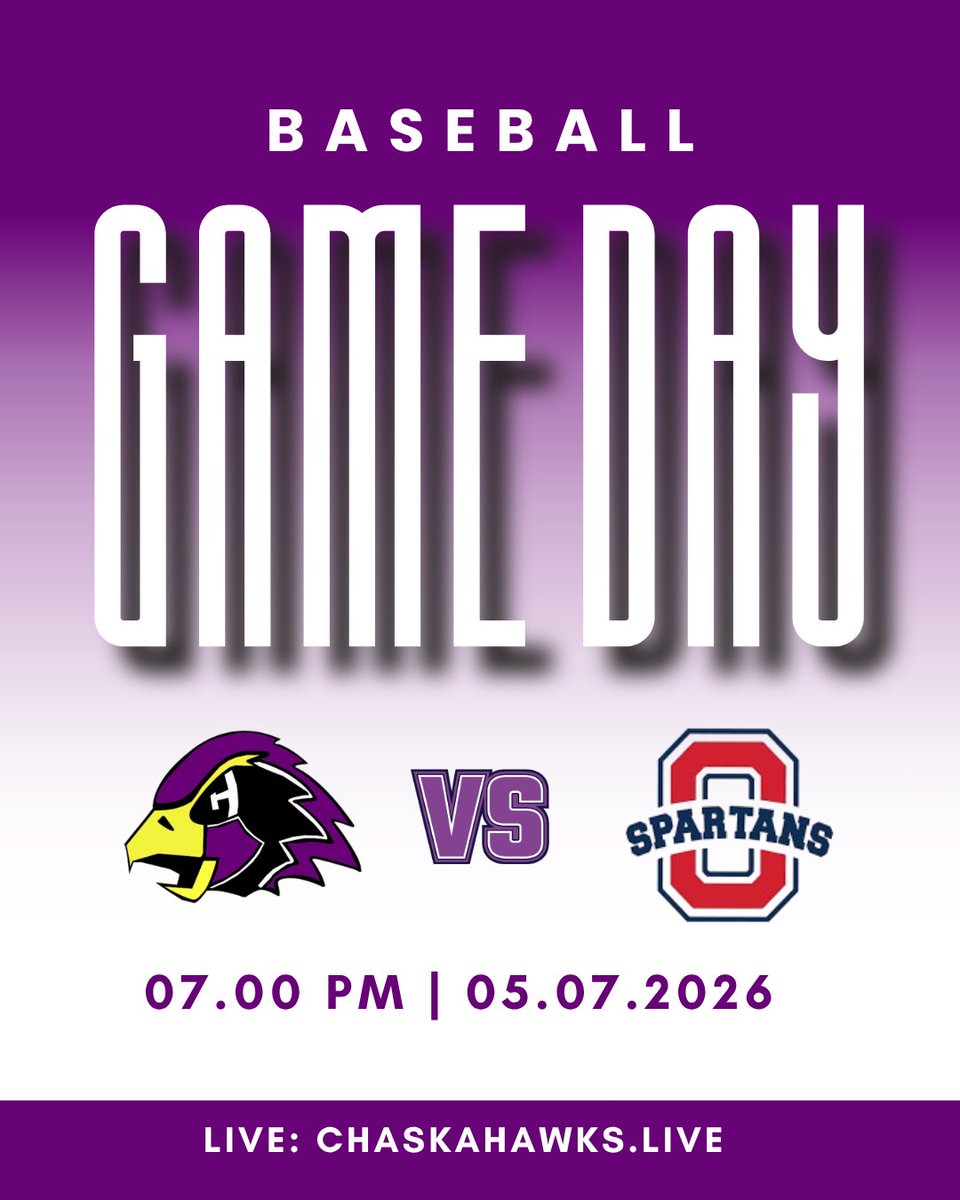 ChaskaHawksLive's tweet photo. Thursday baseball ⚾ @chaskabaseball vs @OronoSpartans at 7 PM. Watch it live: https://t.co/84dWMaFEGm

#ChaskaHawks #MNHighSchool #Baseball https://t.co/5aNDZ6GF50