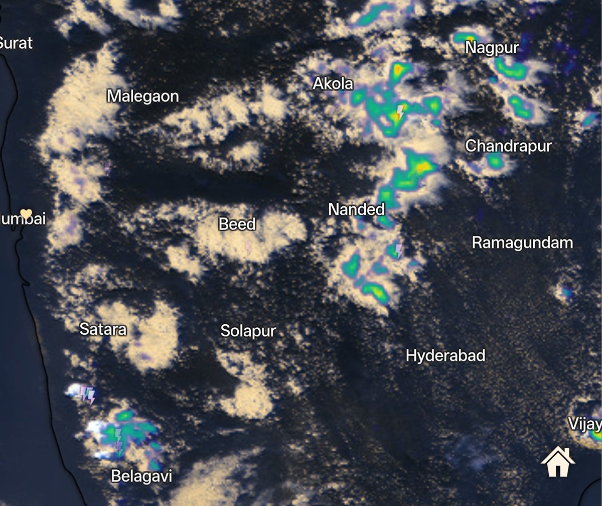 shetty_athreya's tweet photo. As expected, scattered #PreMonsoon thundershower activity resumed once again over interior #Maharashtra, making this the 5th round ⛈️ of the season!

Some heavy showers over Bhimashankar Igatpuri ghats, parts of Pune, Satara, Kolhapur, Beed, Nanded, Yavatmal, Amravati, Nagpur districts with isolated #hail
