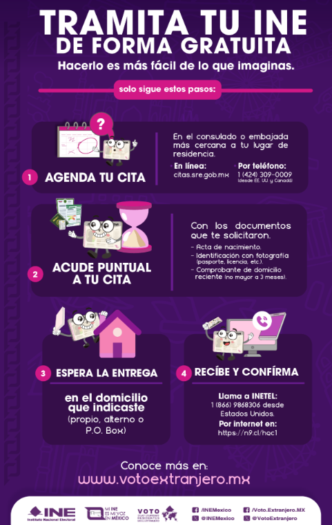 EmbaMexRus's tweet photo. 📷🌍¡Tramitar tu Credencial para Votar desde el Extranjero es muy fácil! Conoce los pasos aquí     🗳

#VotoExtranjero #INEMéxico https://t.co/mxM0m5RS7V