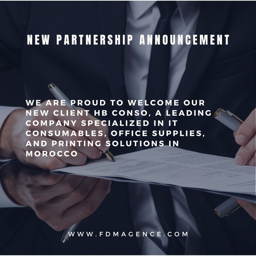 FDMagence's tweet photo. New Partnership Announcement!

We are proud to welcome our new client HB CONSO, a leading company specialized in IT consumables, office supplies, and printing solutions in Morocco 🇲🇦

#FDMAGENCY #HBCONSO #DigitalMarketing #Morocco #OfficeSupplies #ITConsumables https://t.co/xCRhmqML0G