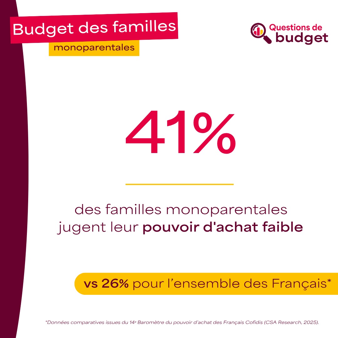 Cofidis's tweet photo. [Budget des familles monoparentales – 1ère édition] – 33% des familles monoparentales bouclent tout juste leur budget en fin de mois, signe qu’elles se limitent à l’essentiel. 
Une étude @Cofidis / @InstitutCSA.