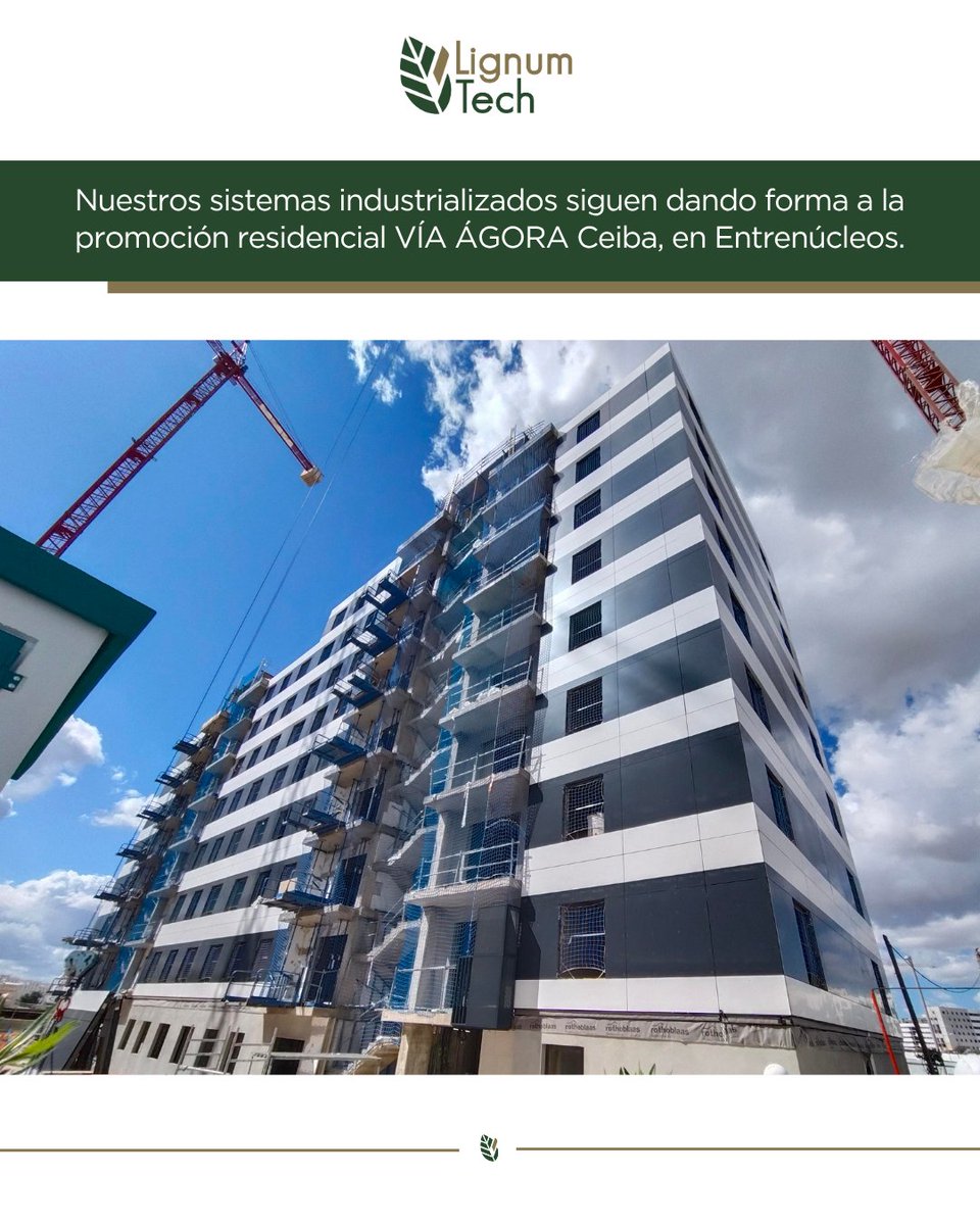 Lignum_Tech's tweet photo. 🏗️⚡ En Lignum Tech seguimos dando forma a la promoción residencial VÍA ÁGORA Ceiba, en Entrenúcleos, donde nuestra fachada industrializada avanza a gran velocidad y empieza a mostrar la imagen definitiva del proyecto. ✨ https://t.co/Jr1zPLAcZm