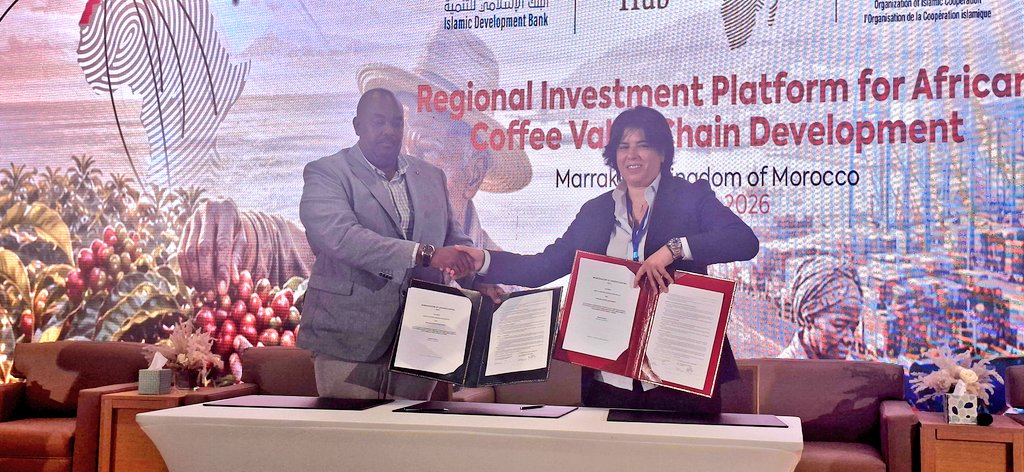FredBwino's tweet photo. I joined fellow Ministers and High Representatives of the main African coffee-producing countries, at first edition of the High-Level Meeting convened to lay the foundations of a Regional Coffee Value Chain in Marakech, Morocco. 
This meeting expressed our collective resolve, our shared vision and our deep commitment to the sustainable development of the coffee sector as a pillar of agricultural prosperity, enhancement of rural livelihoods and regional economic integration in Africa.
We note that, although Africa produces a significant share of the world's coffee, it continues to capture a limited share of its value, due in particular to the majority export of unprocessed green coffee, often without traceability, standardization and recognized certification, thus limiting access to high value-added markets.
It's time we hold hands as Africans to fully exploit the potential in this green gold.
Thank you Africa Coffee hub for this futuristic idea.
@FrankTumwebazek