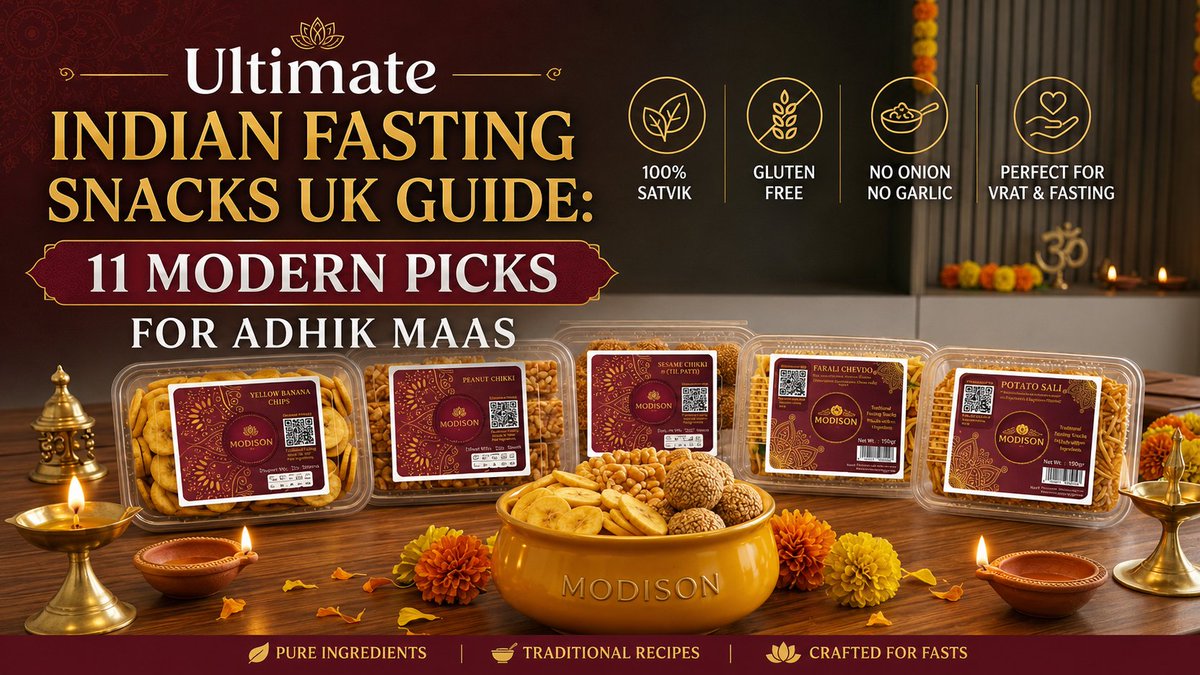 MODISONPRS's tweet photo. Adhik Maas fasting… but modern 🇬🇧💚

No more boring vrat food ❌
Think flavour, crunch &amp; convenience ✔️

👉 Discover 11 Indian fasting snacks UK families love
https://t.co/fcMkVCI2lg

#AdhikMaas #FastingSnacks #IndianSnacksUK #VratFood #UKFoodTrends #SpiritualLiving https://t.co/iza9uGi3kB