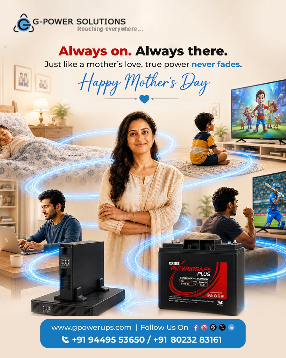 gpowerups's tweet photo. Power that keeps your home running.
Care that keeps your life moving.

This Mother’s Day, we celebrate the strength that’s always there — just like reliable power you can count on.

Happy Mother’s Day.

#gpower #mothersday #powerbackup #reliablepower #batteries #ups #homepower https://t.co/arbfUvAWlv
