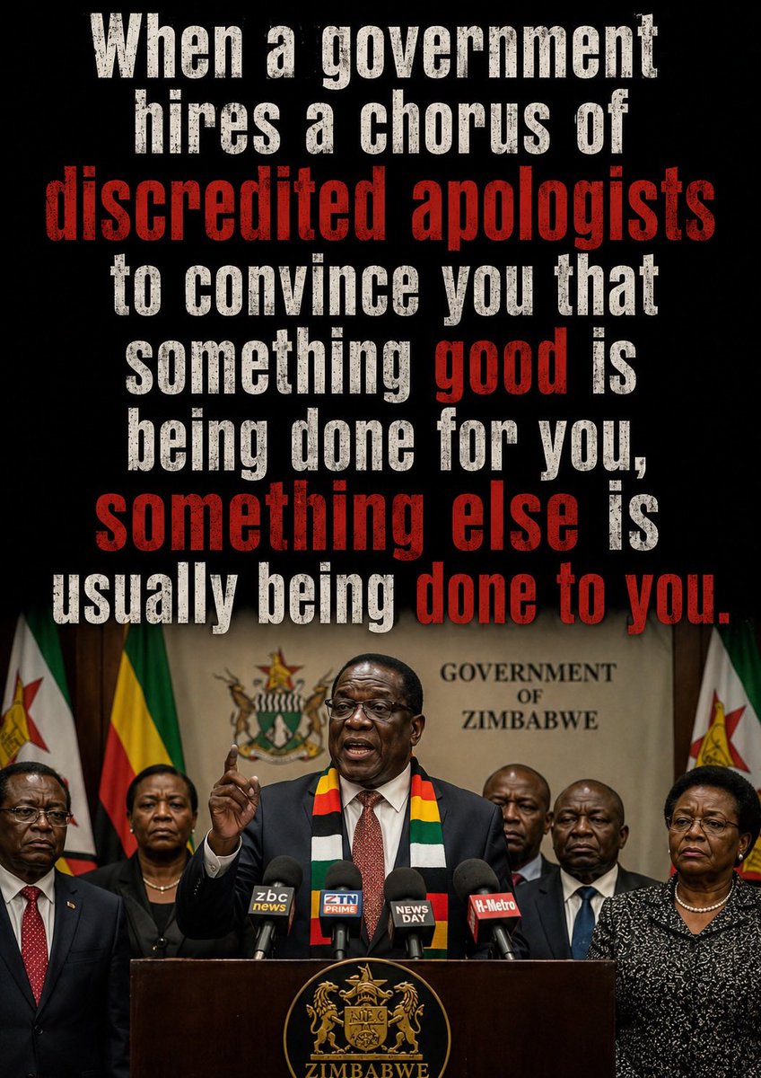 TrevorNcube's tweet photo. Watch the propaganda machine at work.

ZANU PF has dispatched its wordsmiths — Jonathan Moyo, George Charamba, Ziyambi Ziyambi, Nick Mangwana, Temba Mliswa — to dress Constitutional Amendment Bill No. 3 in the robes of "modernisation," "refinement" and "a sovereign matter for Zimbabweans."

When a government hires a chorus of discredited apologists to convince you something good is being done to you, something else is usually being done to you.

Read my latest piece on this important issue:
https://t.co/TCywLain6V

Submissions close 17 May 2026. Reject CAB3.

#RejectCAB3 #DefendTheConstitution