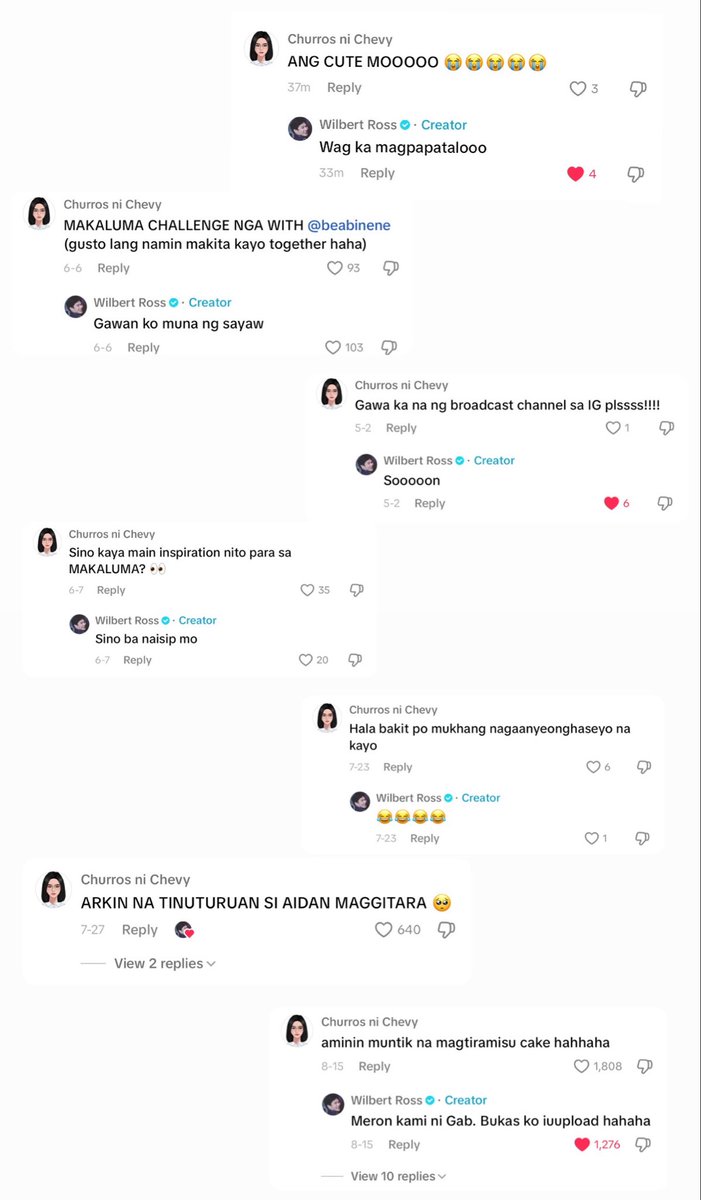 churrosnichevy's tweet photo. i used to ss every wilbert's likes &amp; comments tapos feeling nonshowbiz gf noon hahaha &amp; when na-shoutout ako ni bea sa live during citw !! peak fangirl moment https://t.co/aWd4FPPcHT