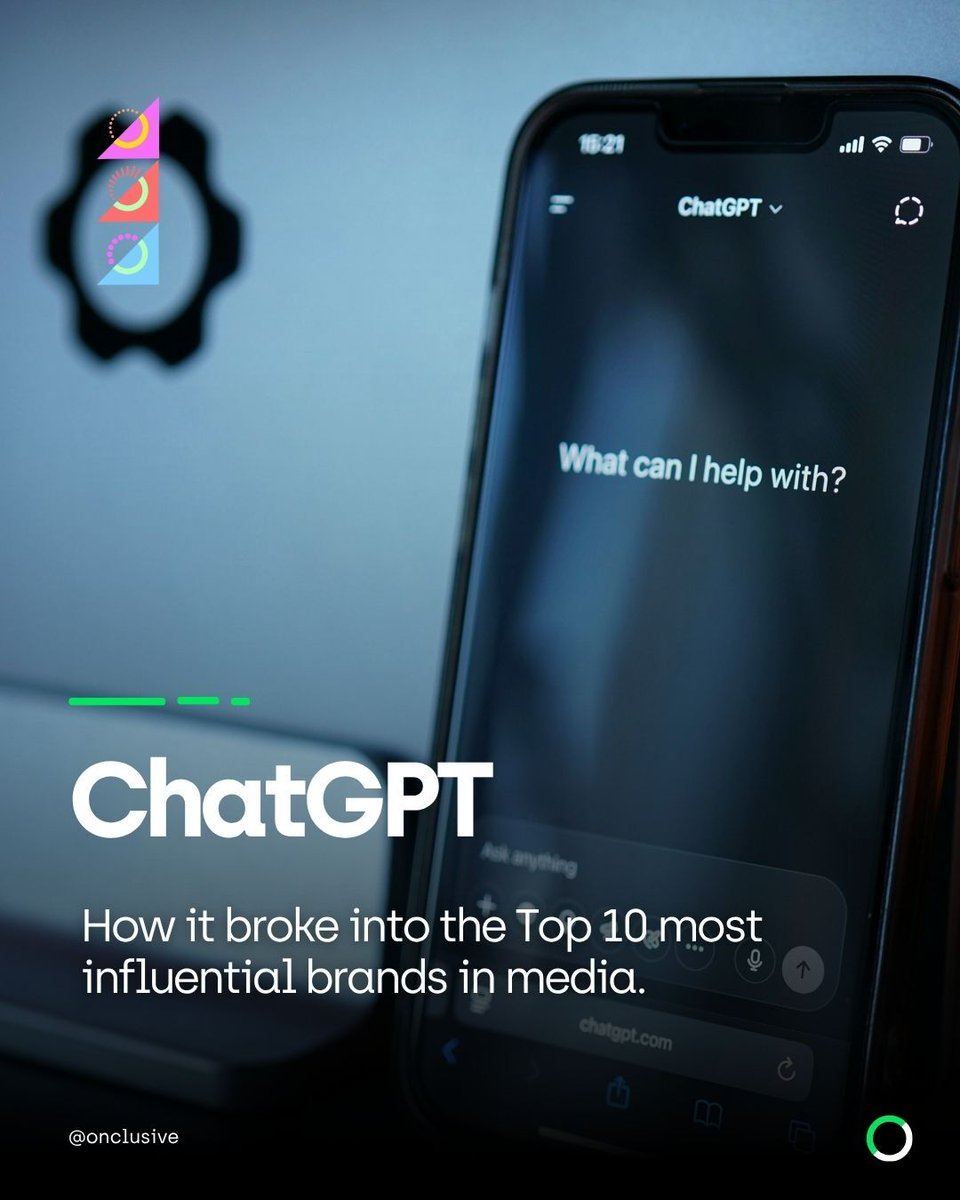 Onclusive's tweet photo. ChatGPT has the lowest Media Score in our Top 10 ranking… and yet it's one of the most influential brands in media in 2026. 🤯

Their secret? Dominating the debates that matter online: AI regulation, job displacement, academic research...

Full story 👉 https://t.co/SiDkzYTDsw https://t.co/VFJbcXyAx2