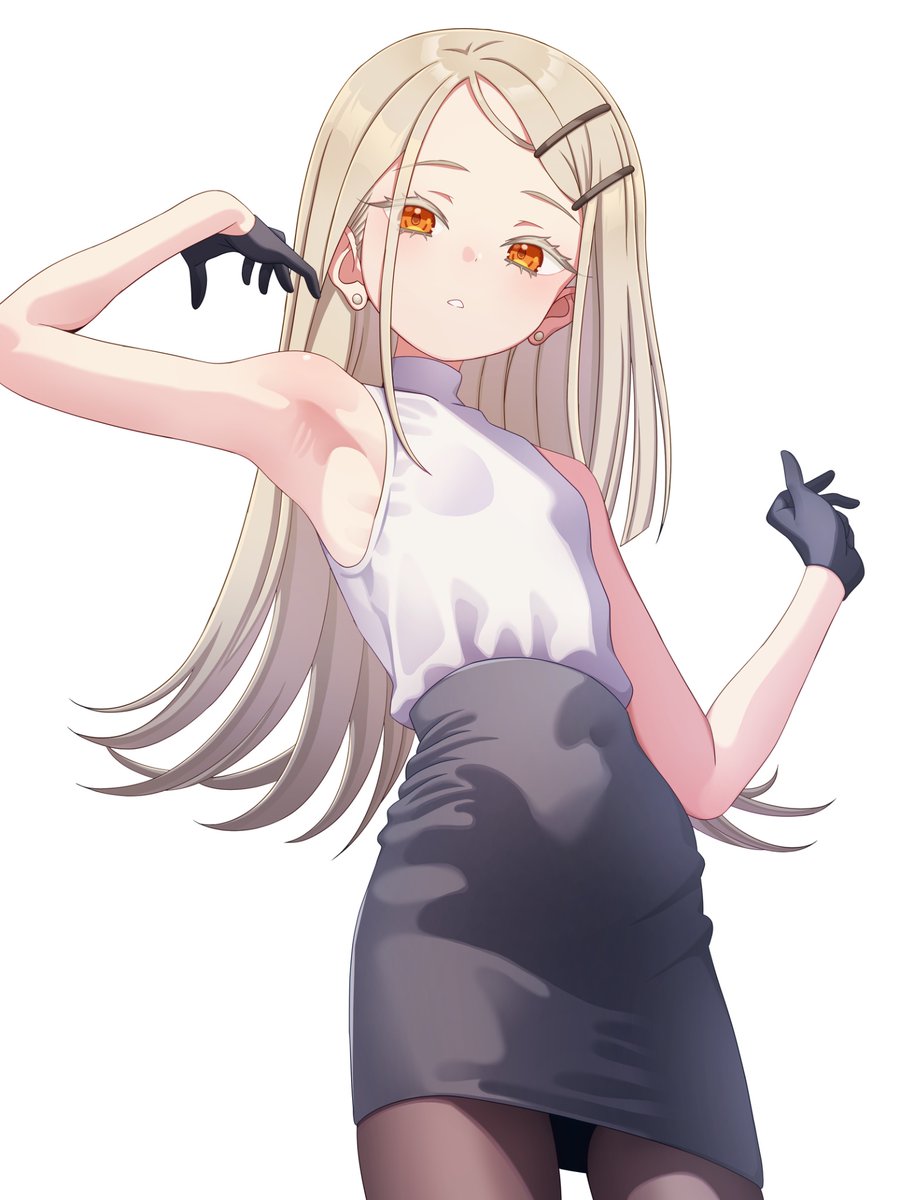 学園アイドルマスター、篠澤広が袖なしニットにタイトスカートに手袋をつけているイラストを描きました！

学マスの中では
この子が結構好みです！
スレンダーなところも良いですよね！
この衣装ととっても合います！！