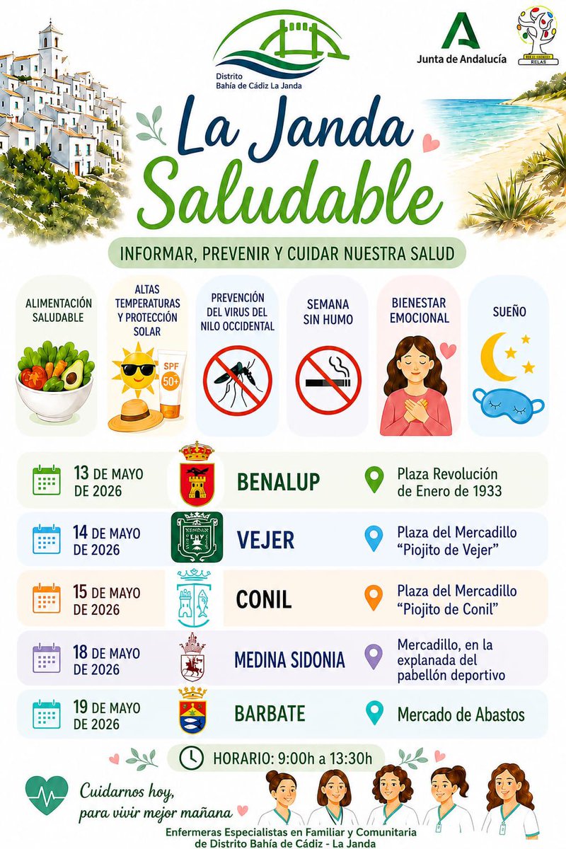AndaluciaRELAS's tweet photo. #BenalupRELAS #VejerRELAS #ConilRELAS #MedinaSidoniaRELAS #BarbateRELAS
        💚 𝐋𝐚 𝐉𝐚𝐧𝐝𝐚 𝐒𝐚𝐥𝐮𝐝𝐚𝐛𝐥𝐞 💚
@saludand @VidaSaludAnd @AytoBenalupCV
@Ayto_Barbate @aytomedinasidon https://t.co/eGpI8s3tad