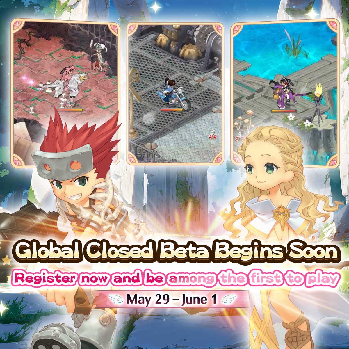 AOG_EN's tweet photo. #GlobalClosedBeta Starts Now
Dear Angels,
The Global Closed Beta for Angels Online Global is finally here! 🔥
Since pre-registration started, we have seen so much excitement and discussion from Angels all over the world!
Therefore, we will officially start the Global Closed Beta from May 29 (Fri) to June 1 (Mon). 🌍

Take this chance to be among the first to experience the new upgrades in the global version.
Let’s return to the Eden Continent and relive the adventure and memories together!

👇🏻 Find the registration link in the comments below 👇🏻
