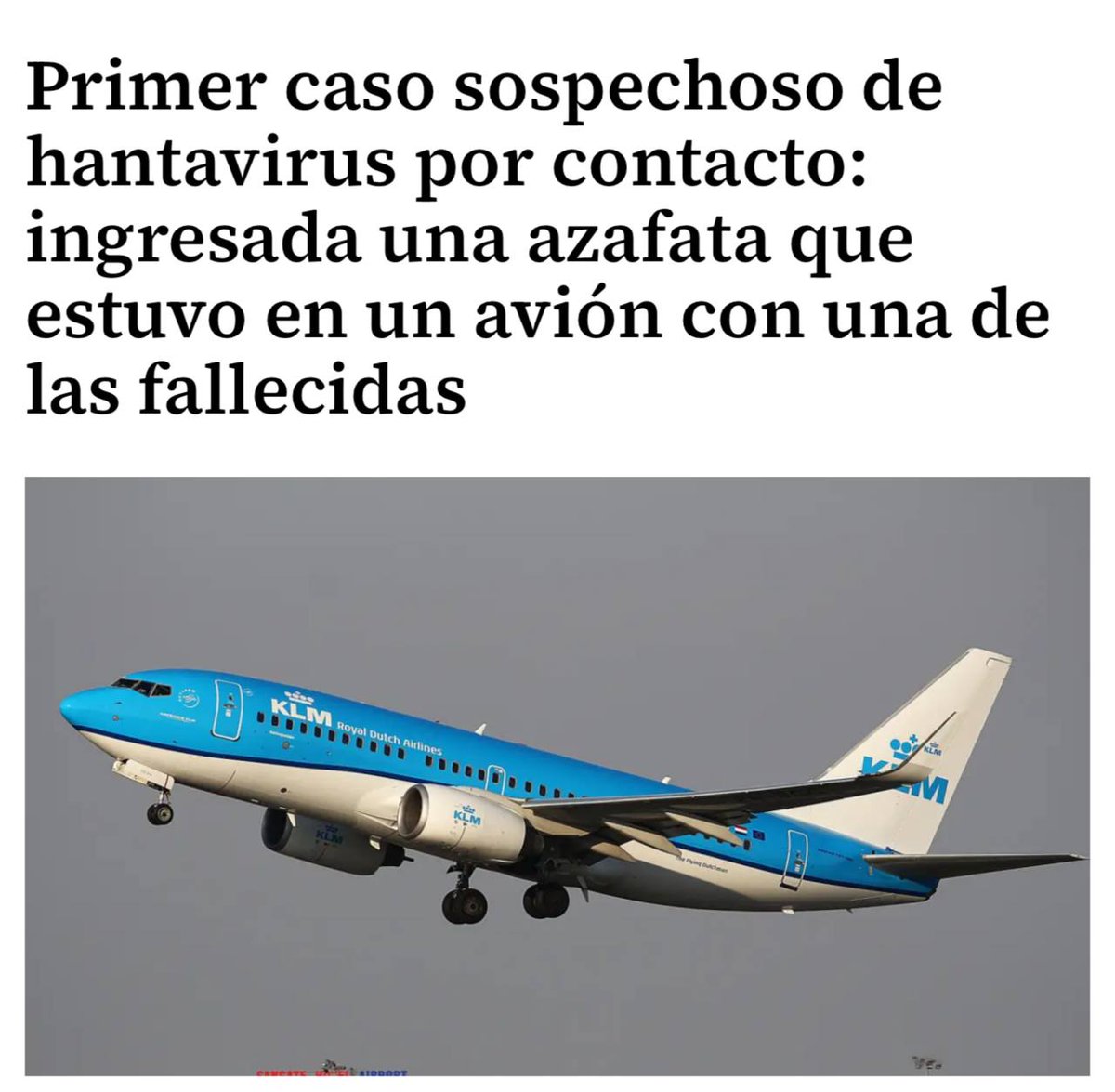MikeFlanaGun's tweet photo. 🚨La azafata de la aerolínea KLM habría estado en contacto con una mujer que falleció por infección por hantavirus en Johannesburgo.🦠

Y digo yo una cosa..., si la transmisión es baja...¿se dieron besitos?

#Hantavirus #Azafata #KLM https://t.co/B5pqys4aHu