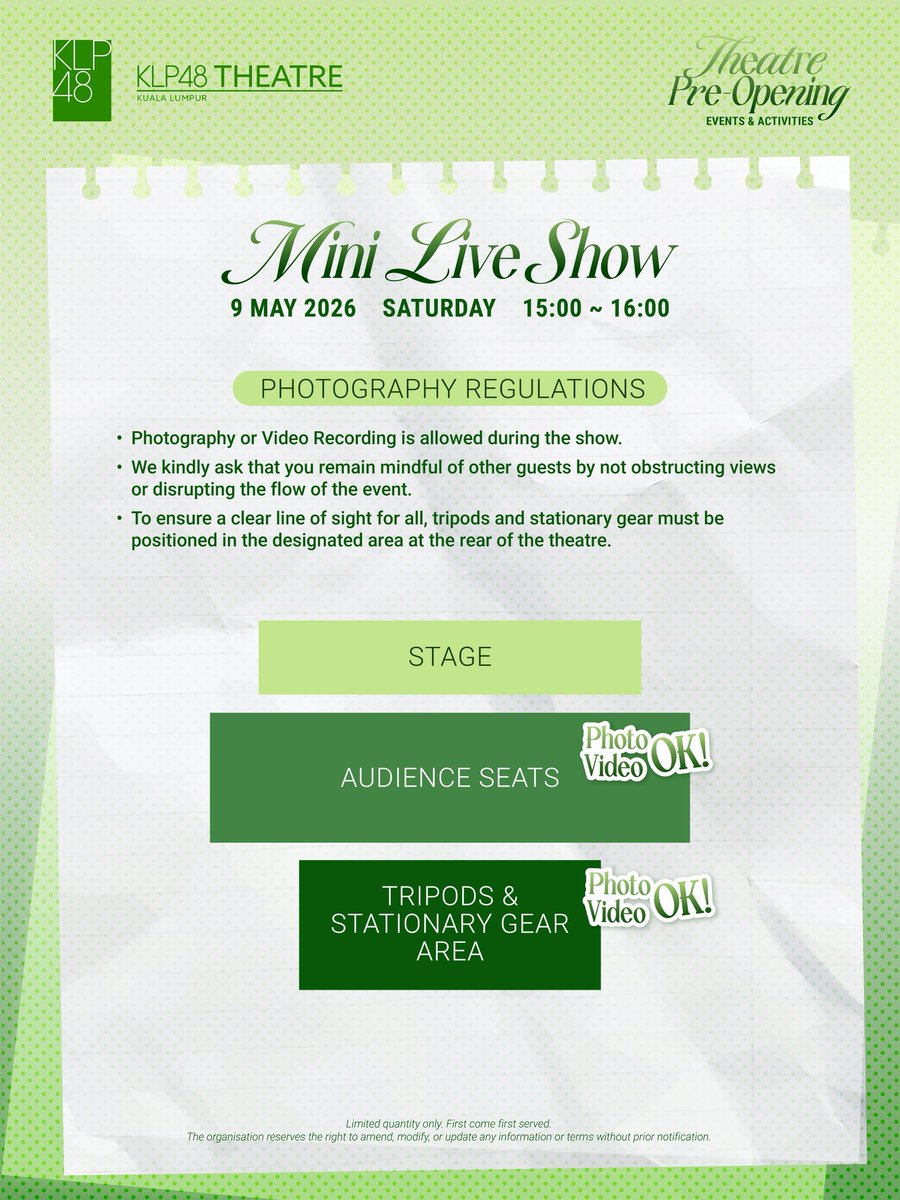 KLP48official's tweet photo. What’s better than spending your weekend with KLP48? 👀💚
Plus… Photo & Video OK this time too 📸🎥
See you there? 🫶🏻
#KLP48 #KLP48Theatre #KLPTime https://t.co/bOuR104XA0
